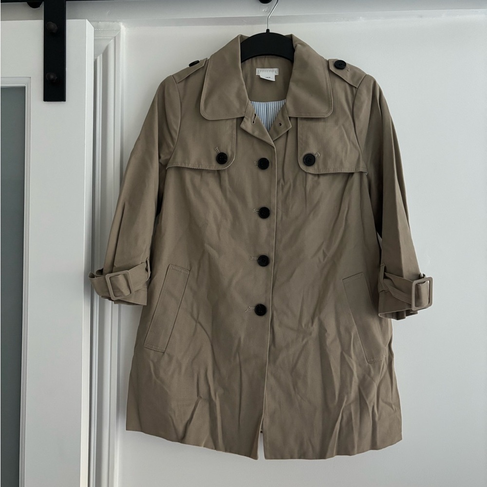 Cooperative Tan Trench Coat with Black Buttons